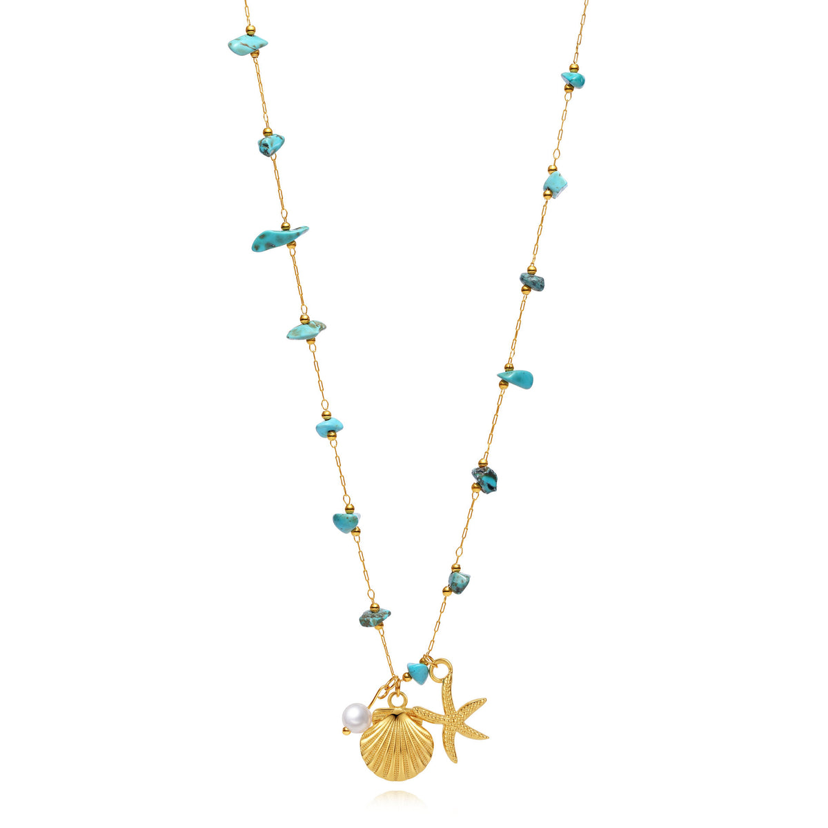 Necklace Smooth - Pearl - Starfish - Shell