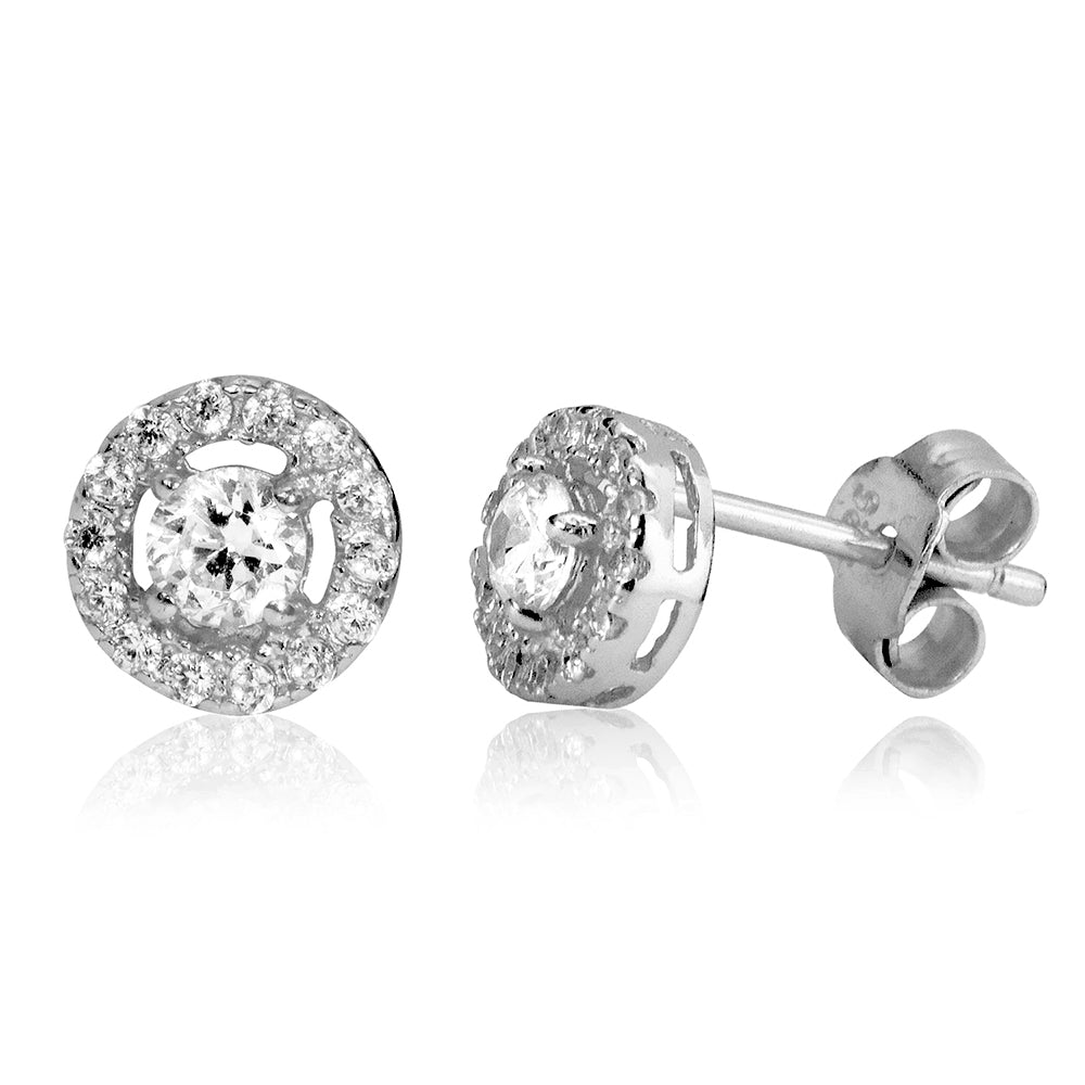 Zirconia Climber Earrings - Silver Rhodium