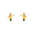 Yellow Enamel - White Zirconia - Banana Earrings