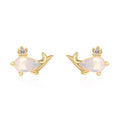 Earrings Whale - White Zirconia