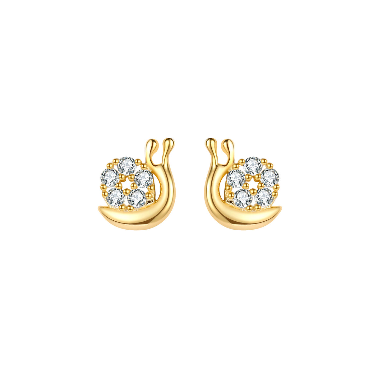 Snail - Zirconia Earrings -  Gold Plated