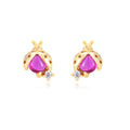 Ladybug Earrings - Ruby Zirconia