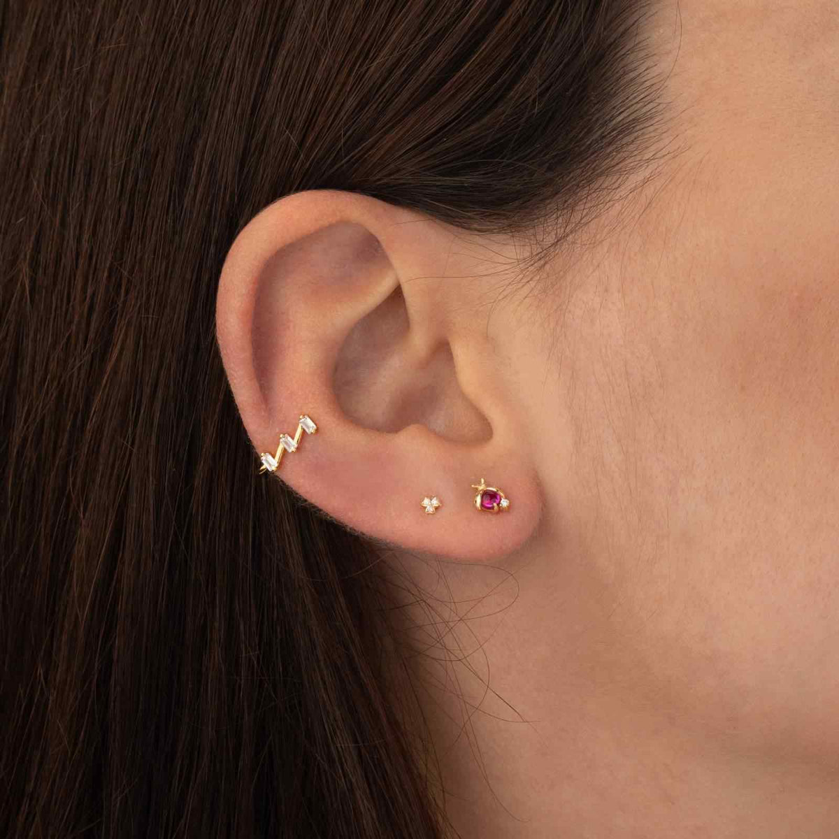 Ladybug Earrings - Ruby Zirconia