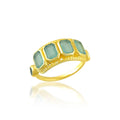 Mineral Ring - Emerald Cut 10mm - Chalcedonie- Gold Plated