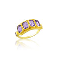 Mineral Ring - Emerald Cut 10mm Amethyst - Gold Plate