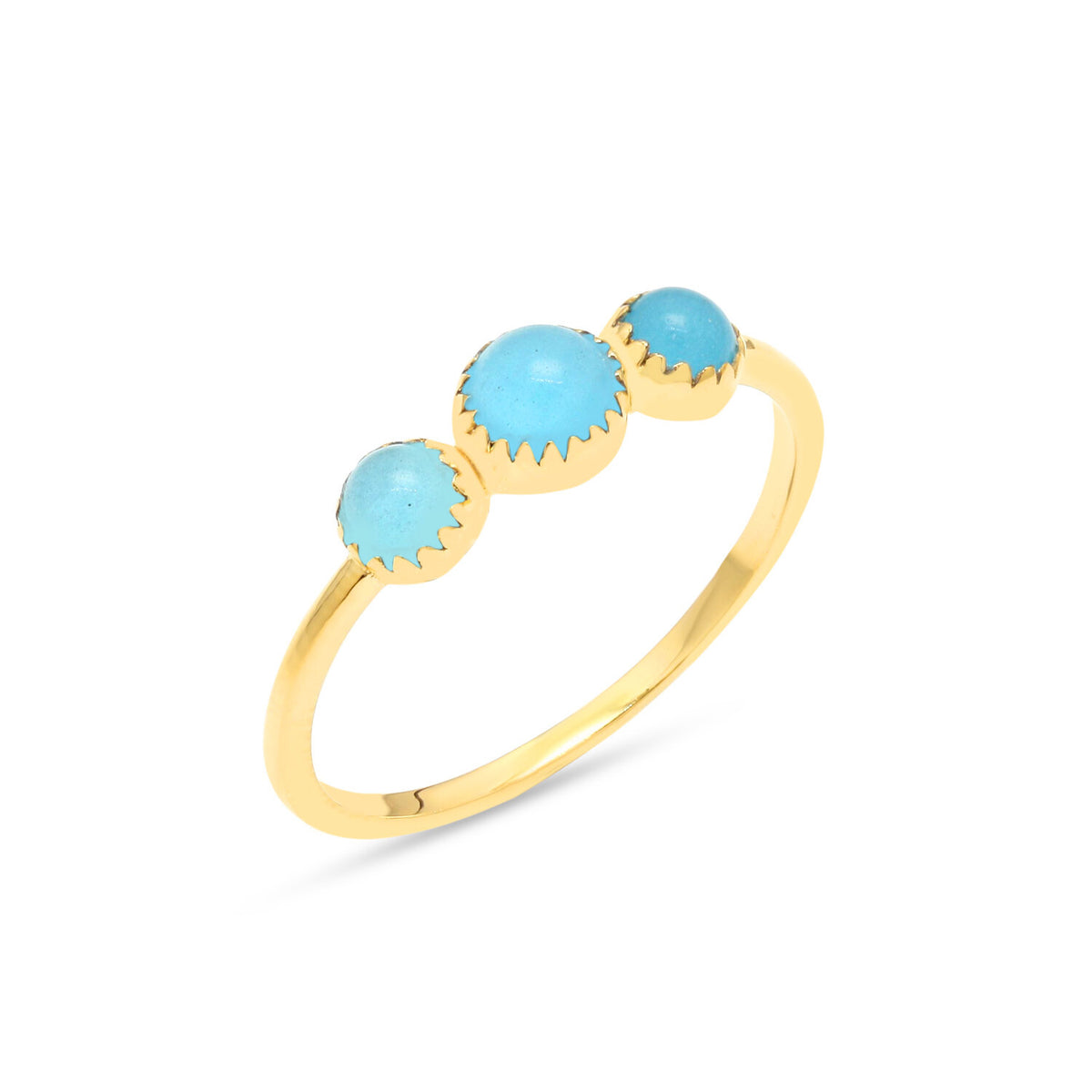 Mineral Ring -  Blue Chalcedony - Gold Plated