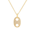 Zircon Necklace -Link - Gold Plated