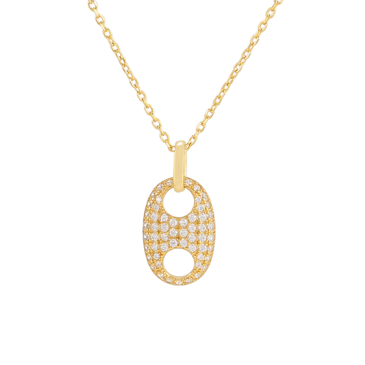 Zircon Necklace -Link - Gold Plated
