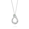 Snake Necklace  - Green Zirconia - Rhodium Silver