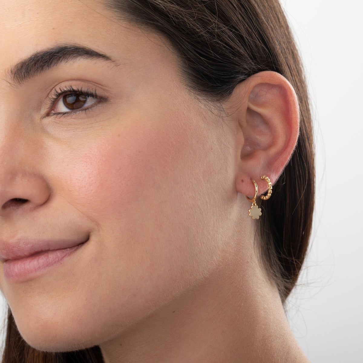 Clover Earrings - Hoop  - Rhodium Plated Silver