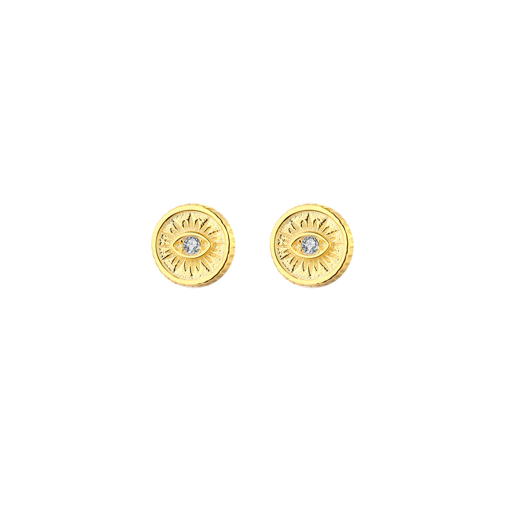 Eye - Zirconia Earrings  - Gold Plated