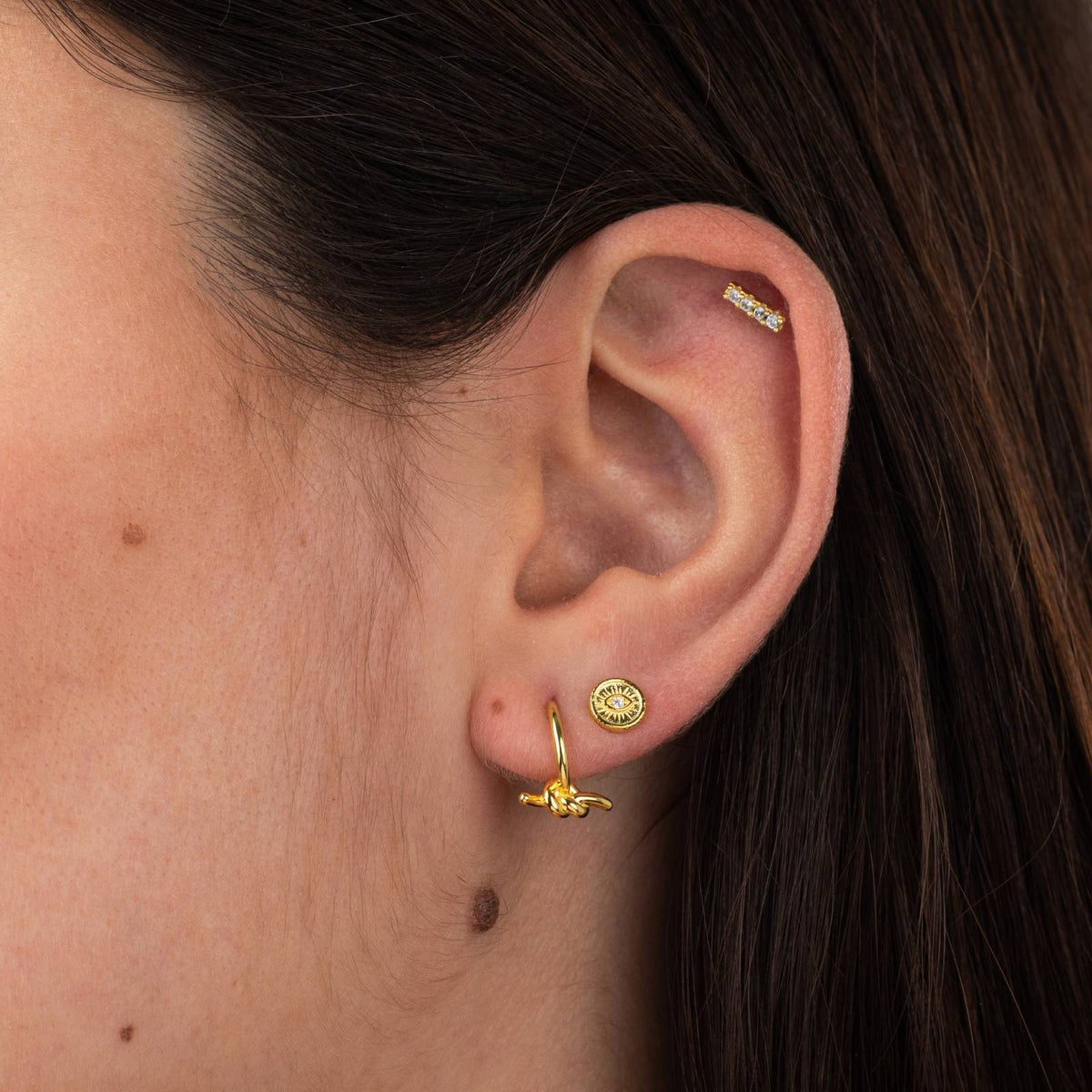 Eye - Zirconia Earrings  - Gold Plated