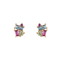 Silver Earrings - Zirconia -  Gold Plated
