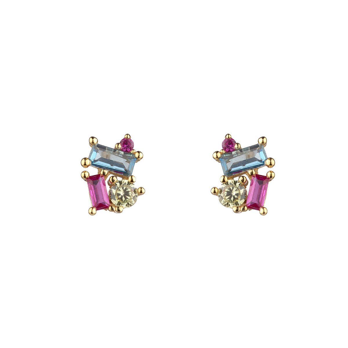 Silver Earrings - Zirconia -  Gold Plated