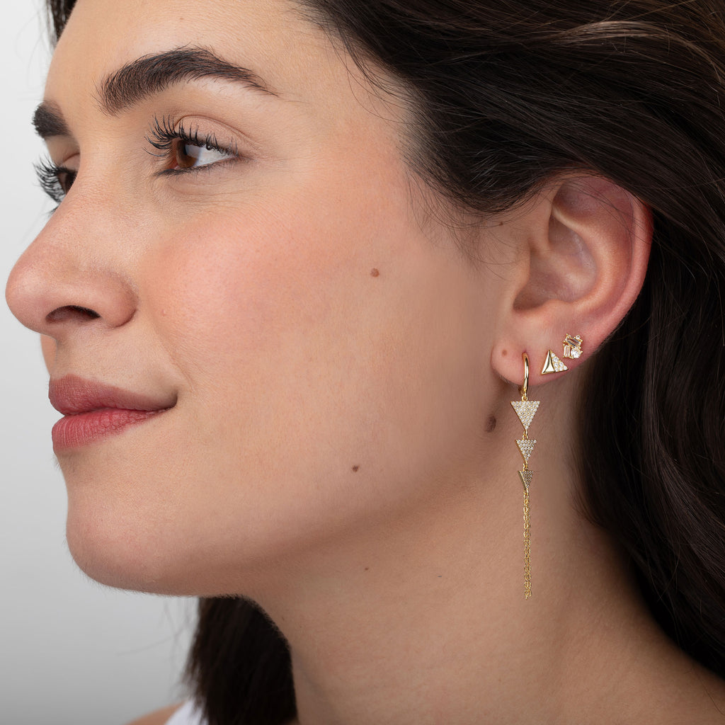 Silver Earrings - Zirconia -  Gold Plated