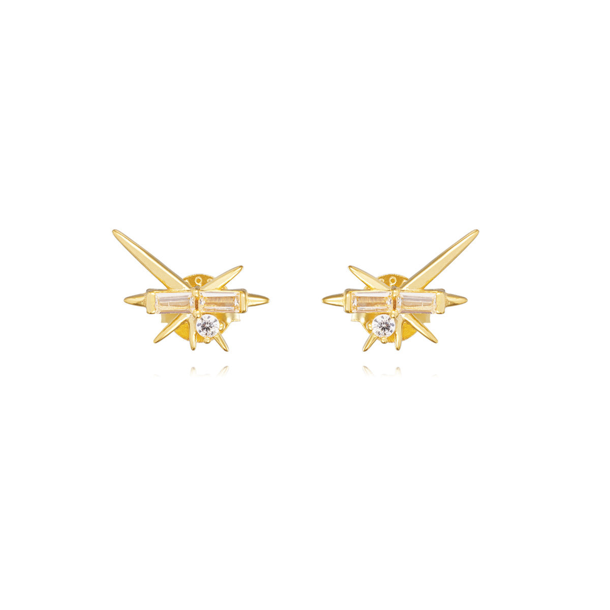 Earrings with - White Zirconia - Gold plated