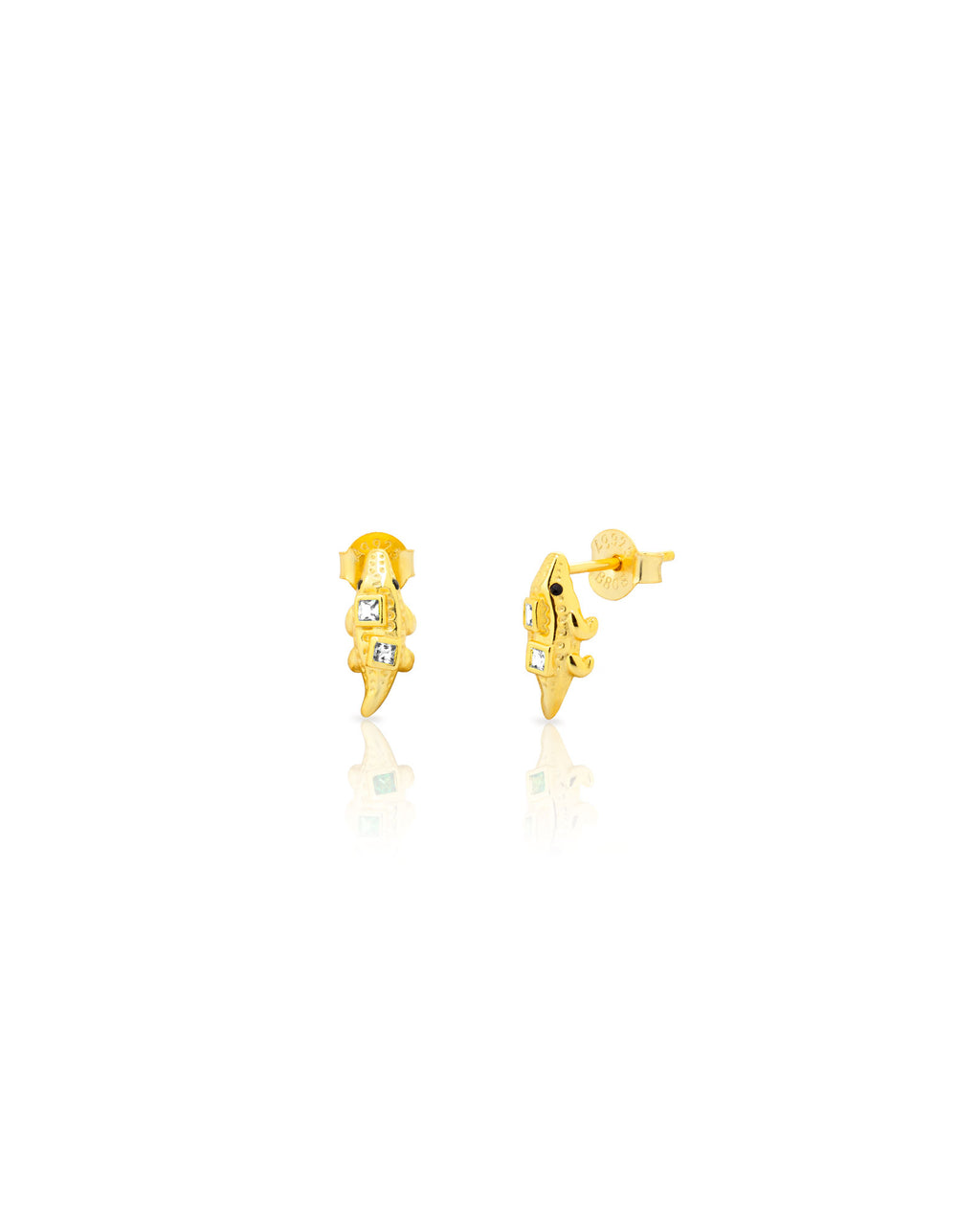 Crocodile Earrings - Zirconia - Gold Plated