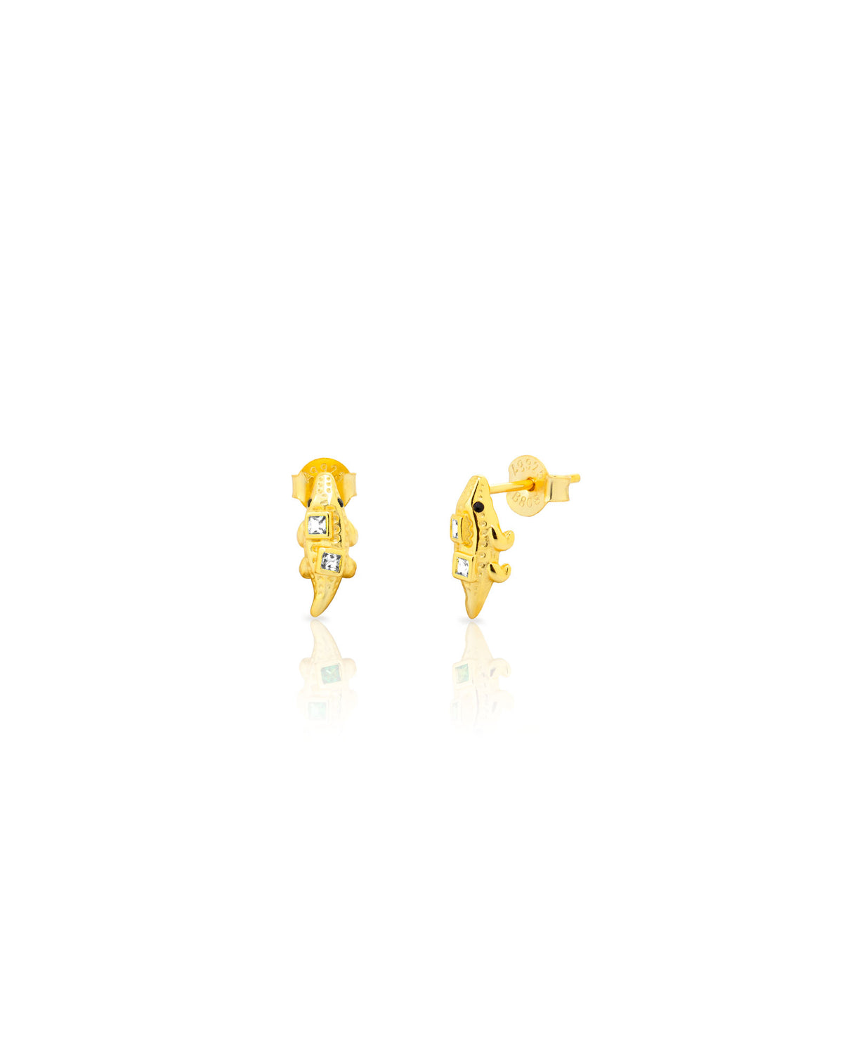 Crocodile Earrings - Zirconia - Gold Plated