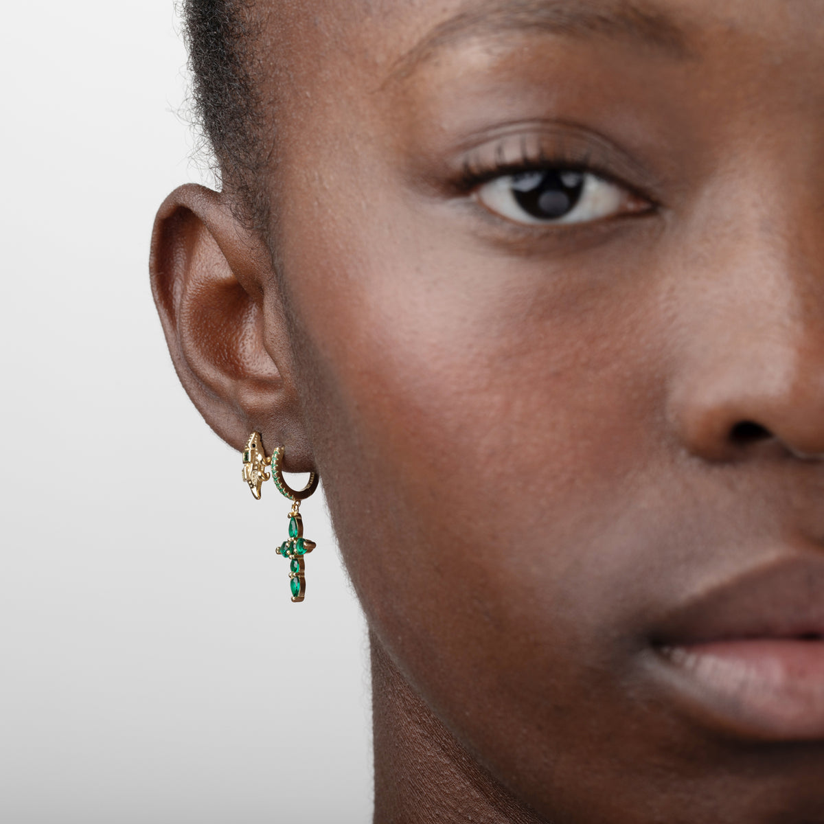 Crocodile Earrings - Zirconia - Gold Plated