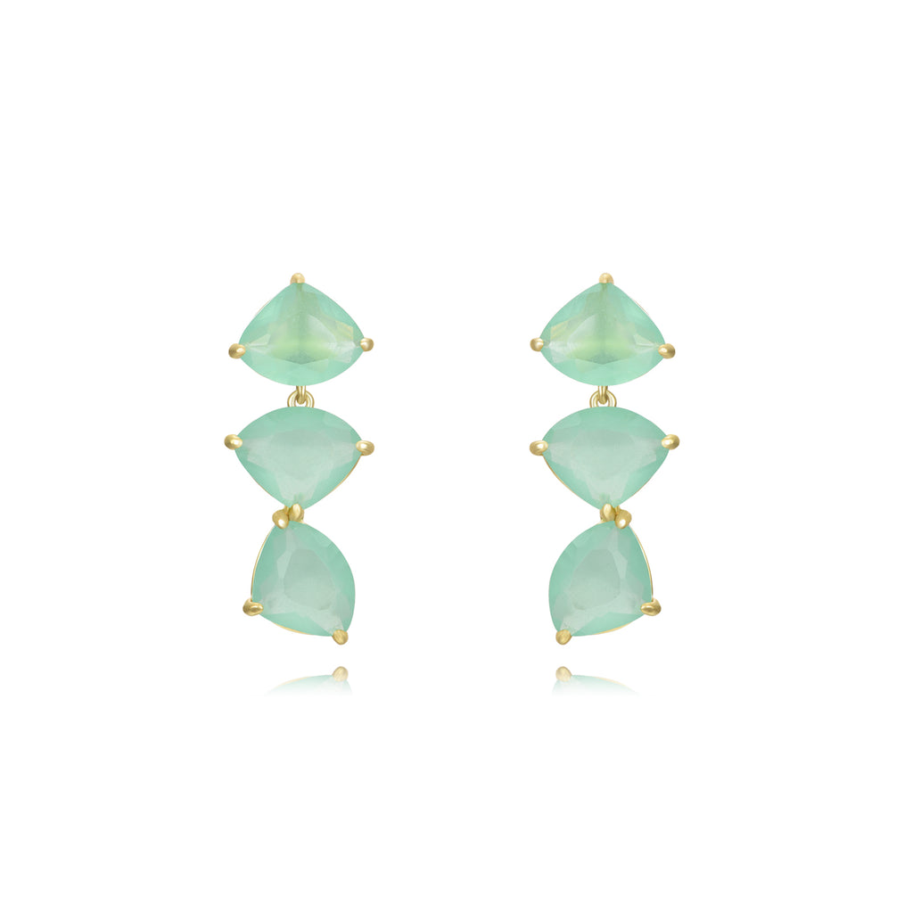 Chalcedony Mineral Earrings -  Gold Plated