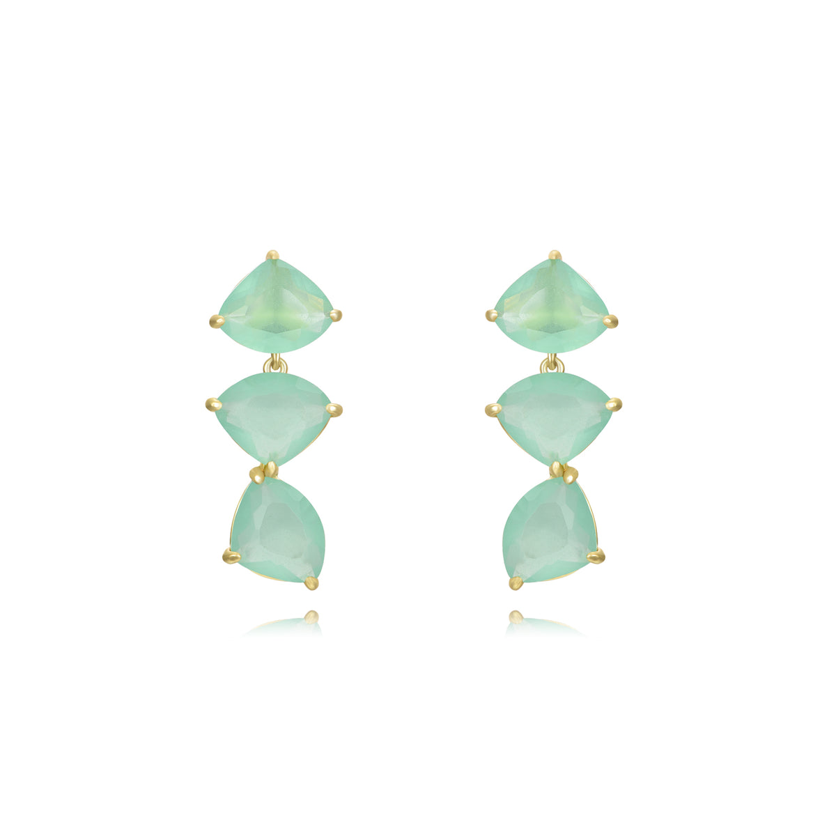 Chalcedony Mineral Earrings -  Gold Plated