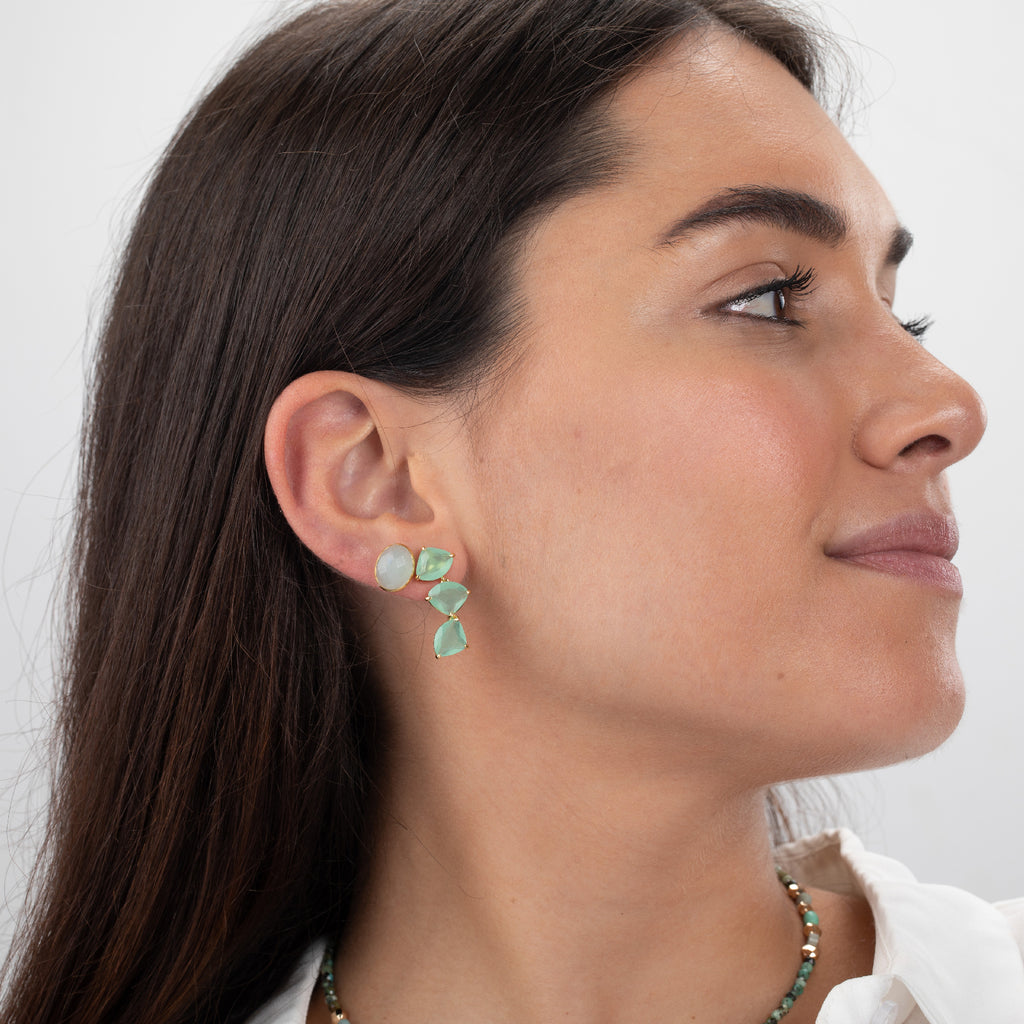 Chalcedony Mineral Earrings -  Gold Plated