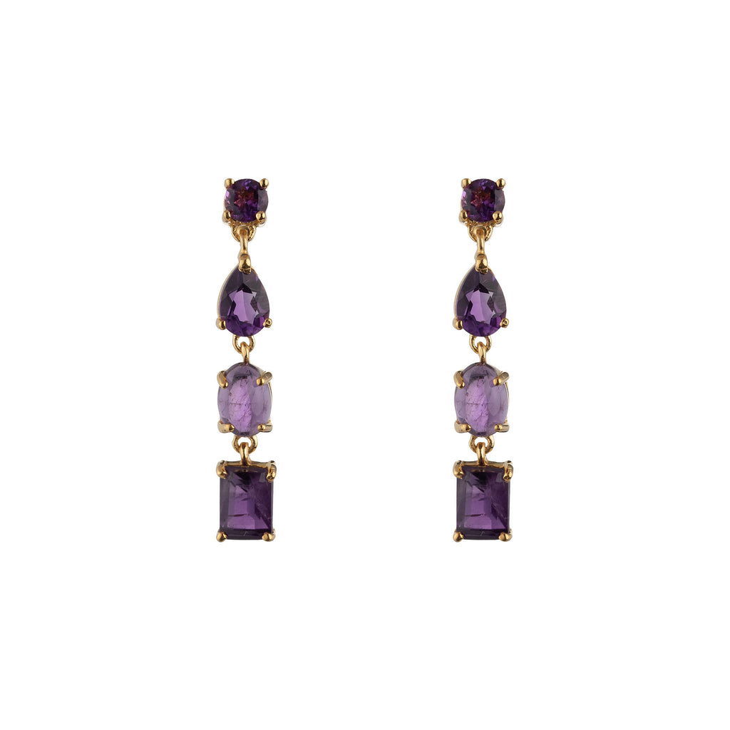Mineral Earrings - Zirconia -  Strip - Gold Plated