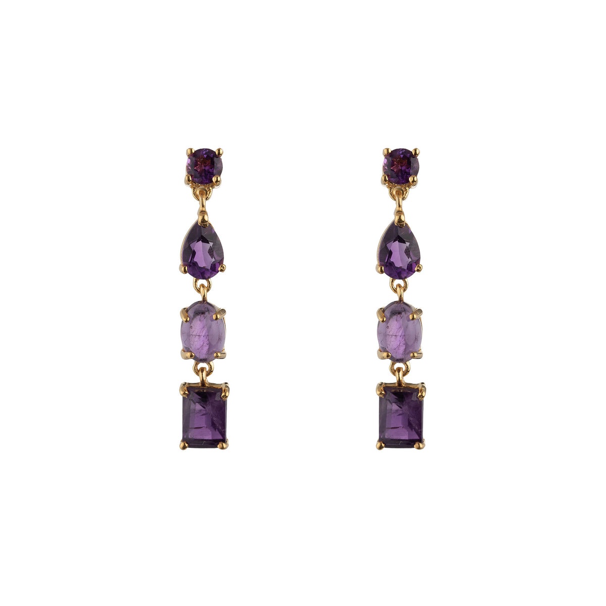 Mineral Earrings - Zirconia -  Strip - Gold Plated