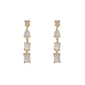 Mineral Earrings - Moonstone -  Strip - Gold Plated