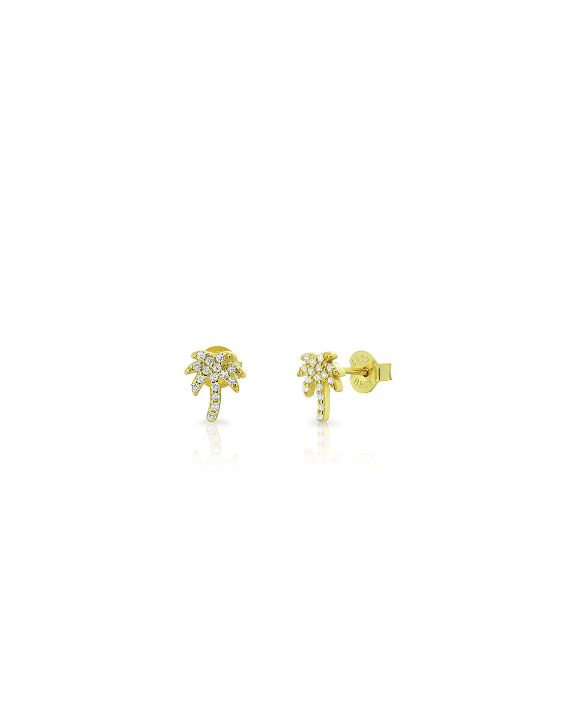 Palm Tree Earrings  - Zirconia - Gold plated
