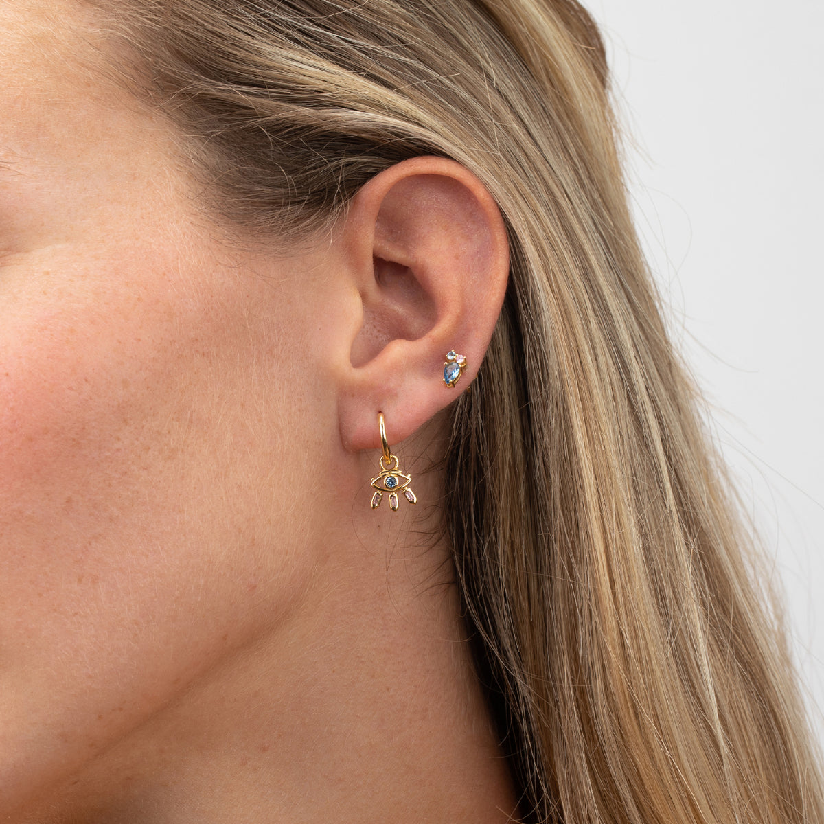 Earrings Eye - Multi Zirconia - Gold Plated
