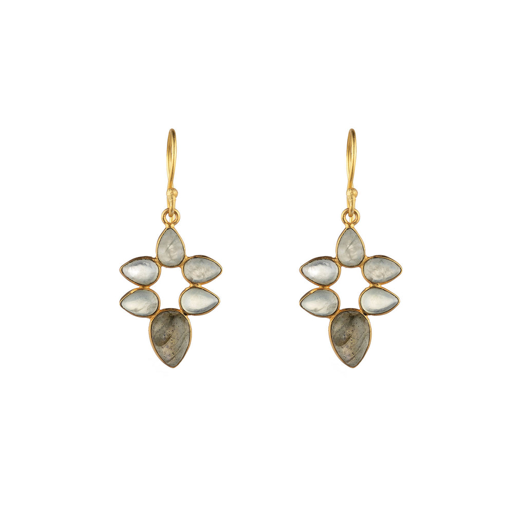 Mineral Earrings -  Flower - Gold Plated