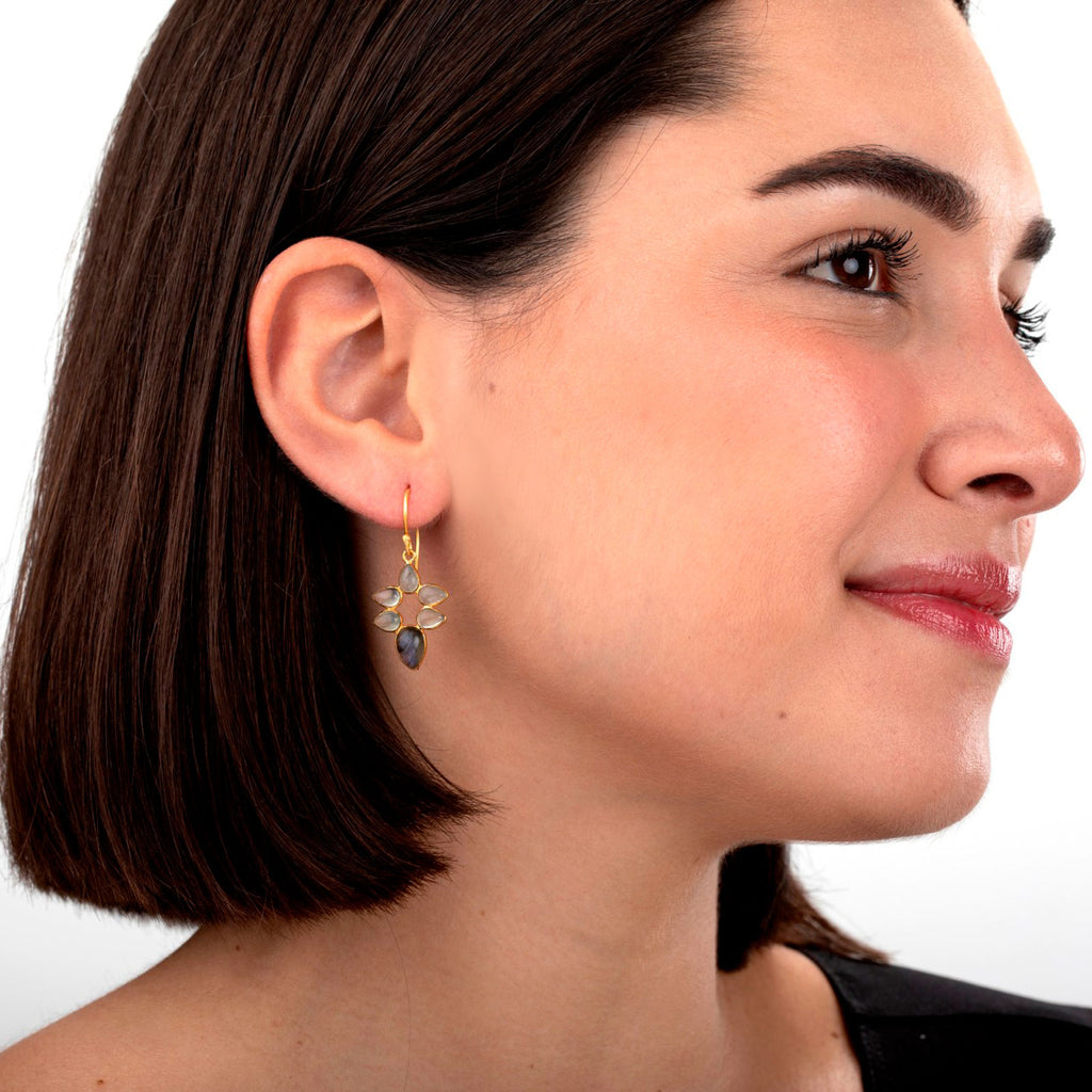 Mineral Earrings -  Flower - Gold Plated