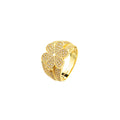 Silver Ring - Flower Zirconia  - Gold Plated