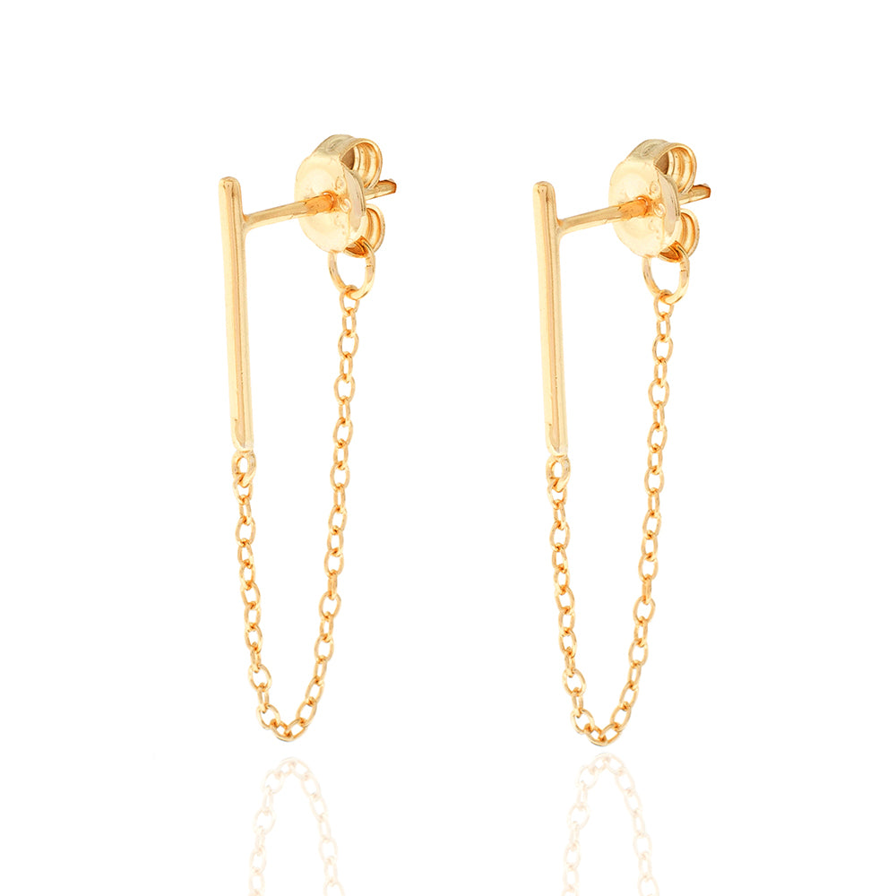 Stick Chain Earrings -  Gold Plated