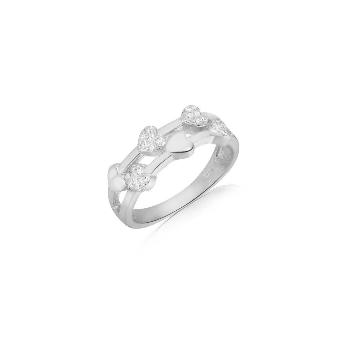 Silver Ring – Heart Zirconia - Rhodium Silver