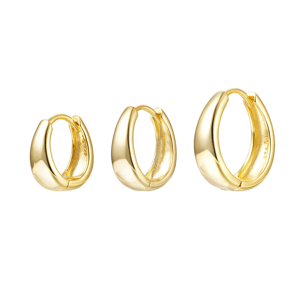 Oval Hoop Earrings  - Gold Plated - 10mm/12mm/14mm