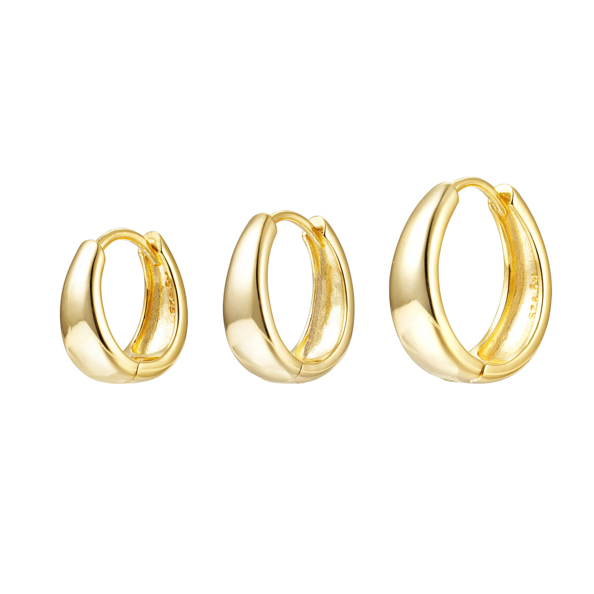 Oval Hoop Earrings  - Gold Plated - 10mm/12mm/14mm