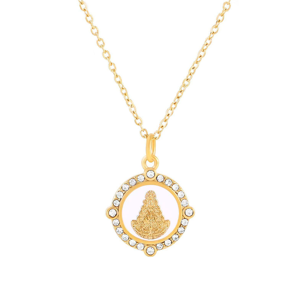 Virgin of the Rosary  - Zircon Necklace -Gold Color