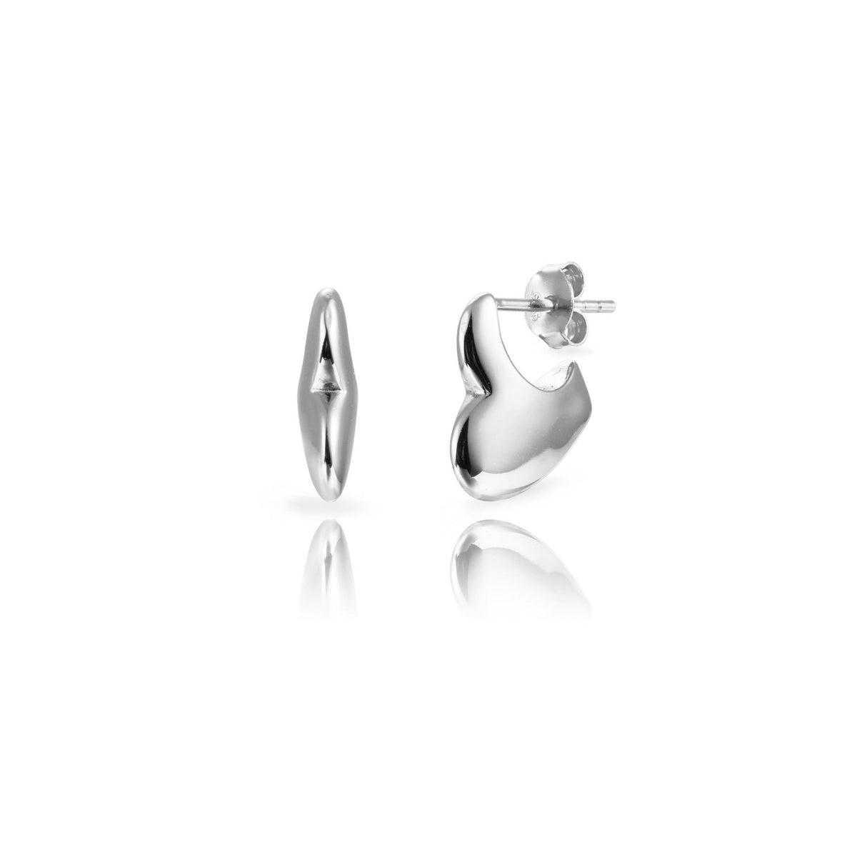 Heart Earrings - Rhodium Silver
