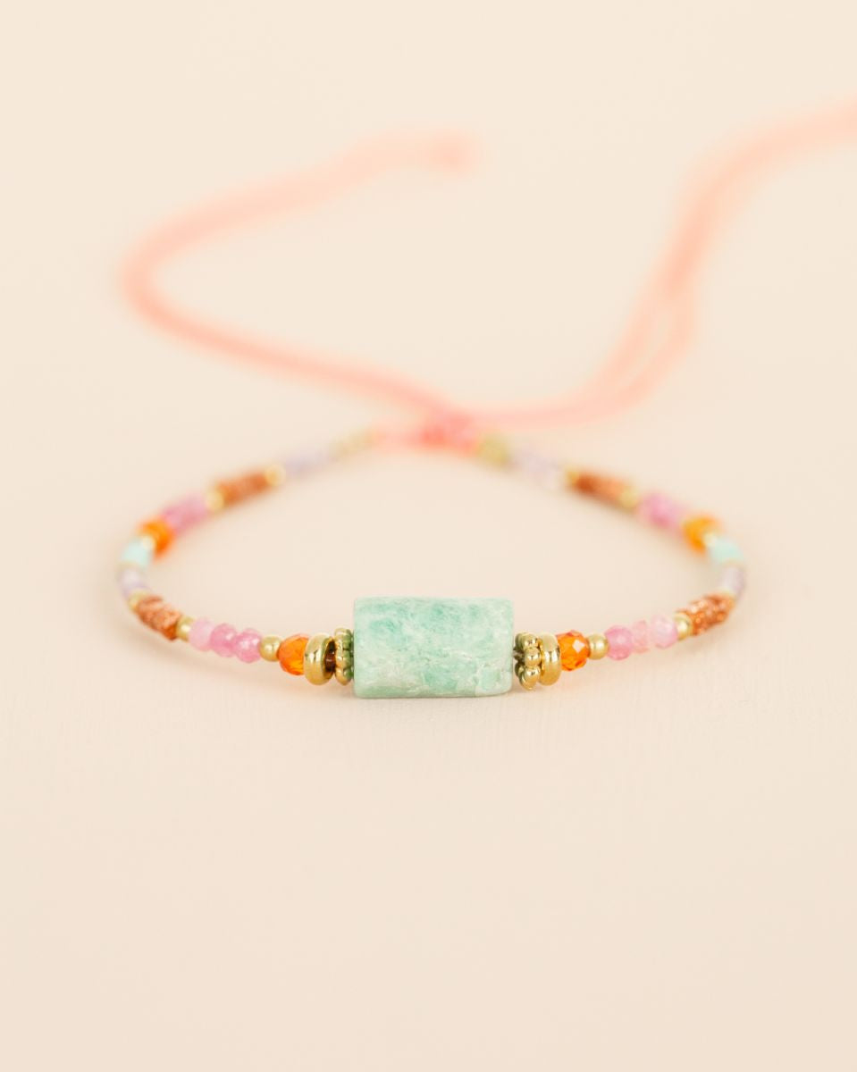 Bracelet mixed gemstones with one big amazonite