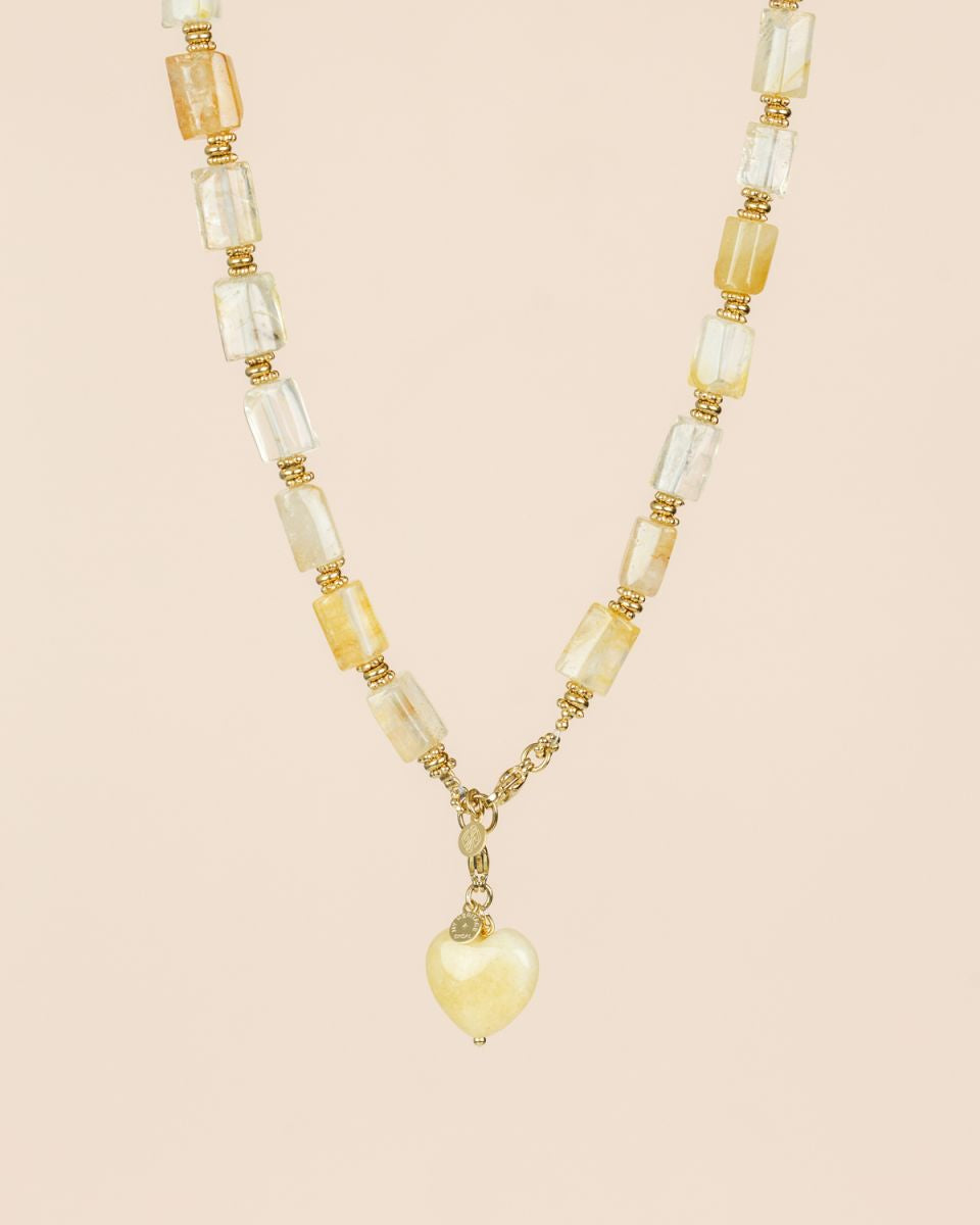 Neckless citrine large gems with heart pendant