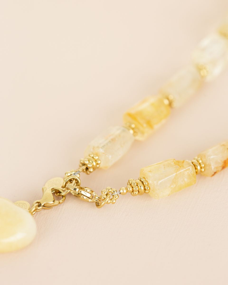 Neckless citrine large gems with heart pendant