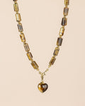 Neckless Tiger Eye large gems with Heart Pendant
