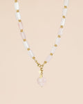 Neckless Rose quartz large gems with Heart pendant