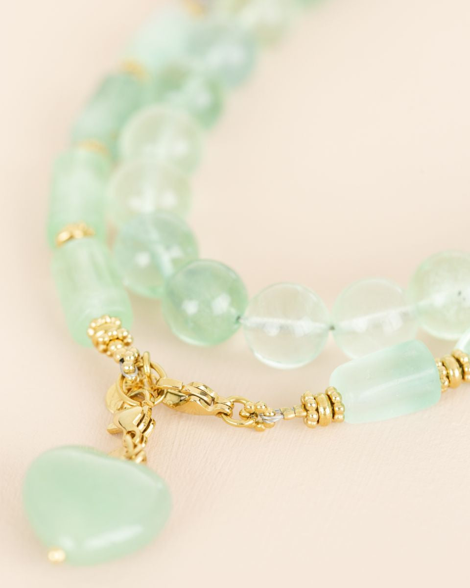 Neckless Fluorite large gems with Heart pendant