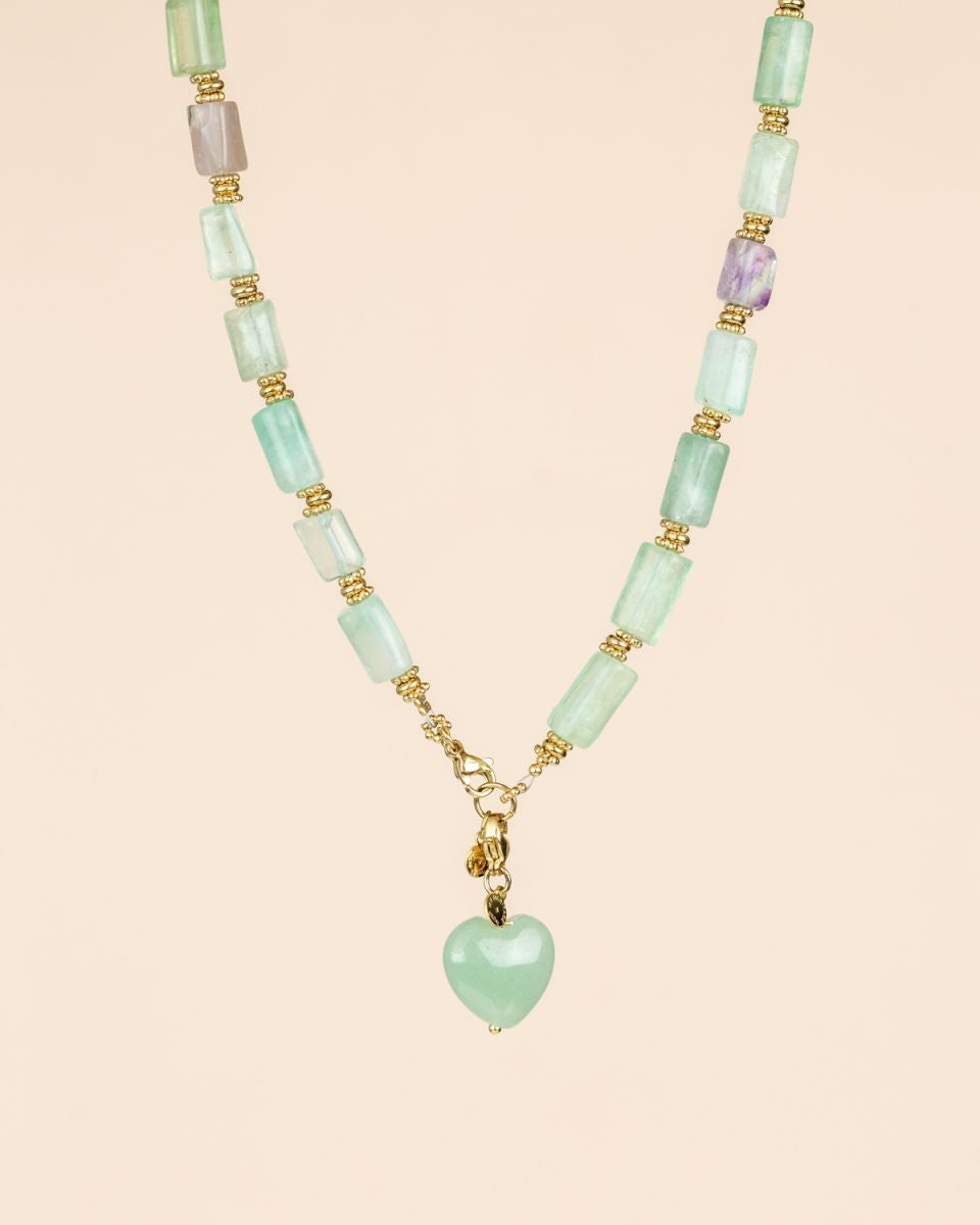 Neckless Fluorite large gems with Heart pendant
