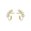 Hoop Earrings - White Enamel  - White Zirconia - Gold plated