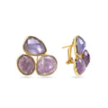 Amethyst Mineral Earrings  - Gold-plated