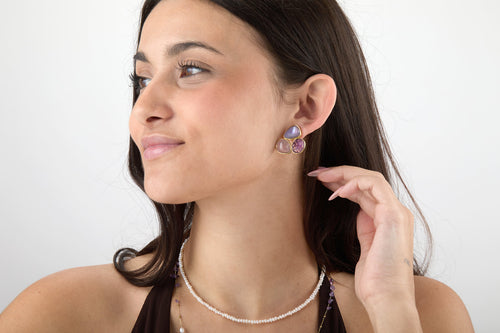 Amethyst Mineral Earrings  - Gold-plated